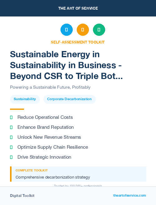 Sustainable Energy in Sustainability in Business - Beyond CSR to Triple Bottom Line