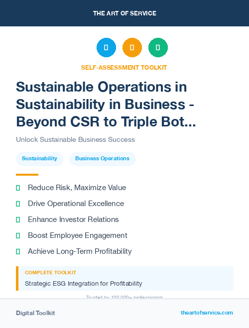 Sustainable Operations in Sustainability in Business - Beyond CSR to Triple Bottom Line