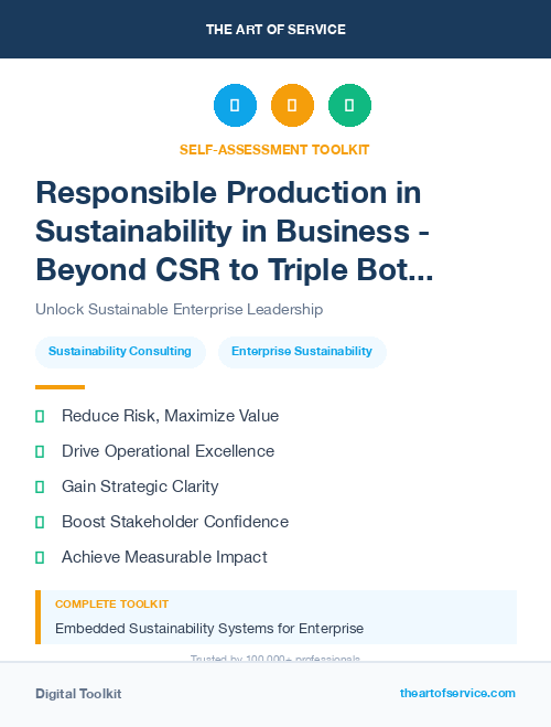 Responsible Production in Sustainability in Business - Beyond CSR to Triple Bottom Line