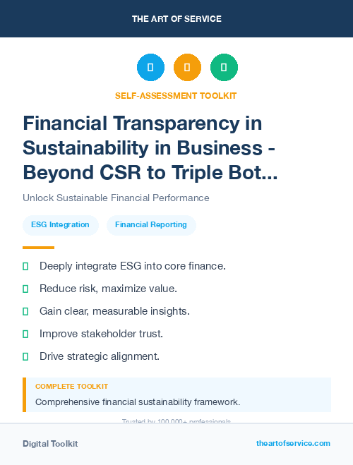 Financial Transparency in Sustainability in Business - Beyond CSR to Triple Bottom Line