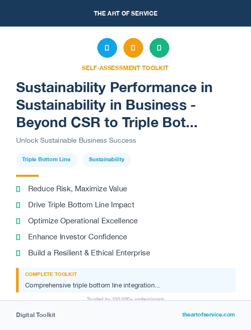 Sustainability Performance in Sustainability in Business - Beyond CSR to Triple Bottom Line