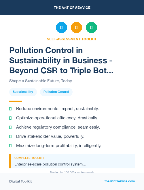 Pollution Control in Sustainability in Business - Beyond CSR to Triple Bottom Line
