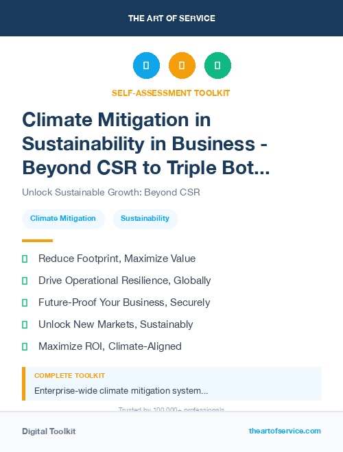 Climate Mitigation in Sustainability in Business - Beyond CSR to Triple Bottom Line