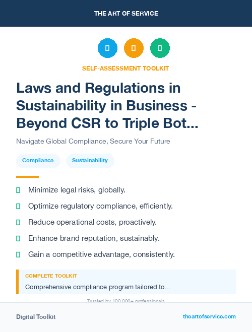 Laws and Regulations in Sustainability in Business - Beyond CSR to Triple Bottom Line