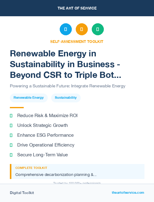 Renewable Energy in Sustainability in Business - Beyond CSR to Triple Bottom Line