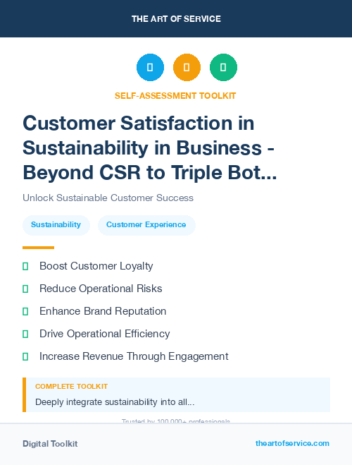 Customer Satisfaction in Sustainability in Business - Beyond CSR to Triple Bottom Line