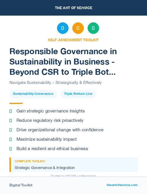Responsible Governance in Sustainability in Business - Beyond CSR to Triple Bottom Line