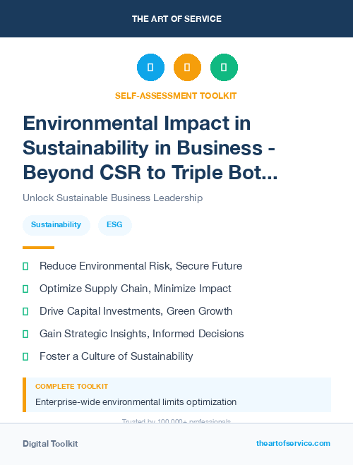 Environmental Impact in Sustainability in Business - Beyond CSR to Triple Bottom Line
