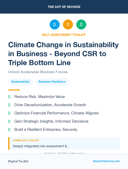Climate Change in Sustainability in Business - Beyond CSR to Triple Bottom Line