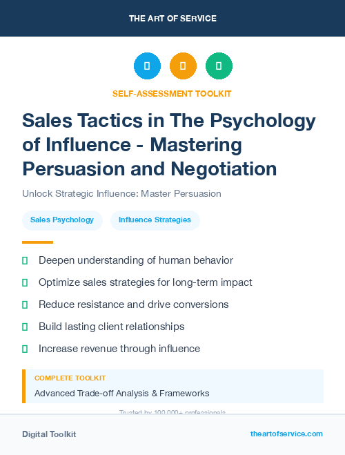 Sales Tactics in The Psychology of Influence - Mastering Persuasion and Negotiation