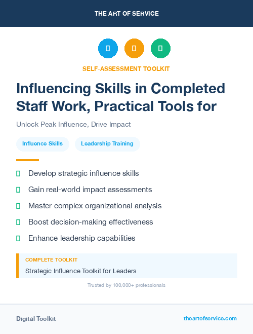 Influencing Skills in Completed Staff Work, Practical Tools for Self-Assessment
