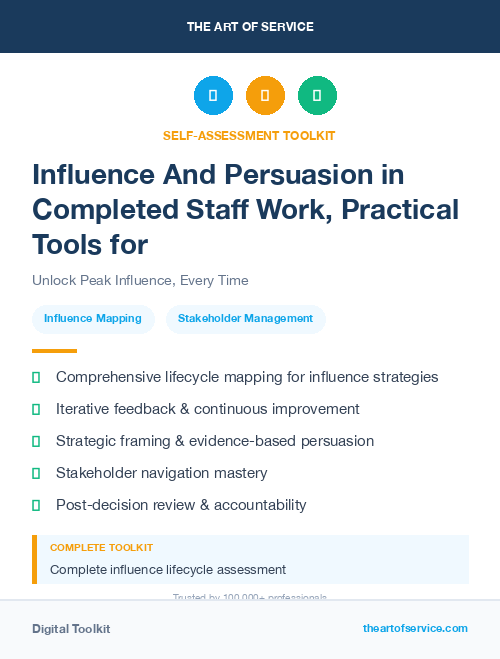 Influence And Persuasion in Completed Staff Work, Practical Tools for Self-Assessment