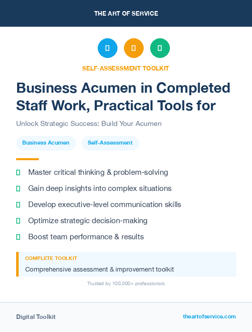 Business Acumen in Completed Staff Work, Practical Tools for Self-Assessment