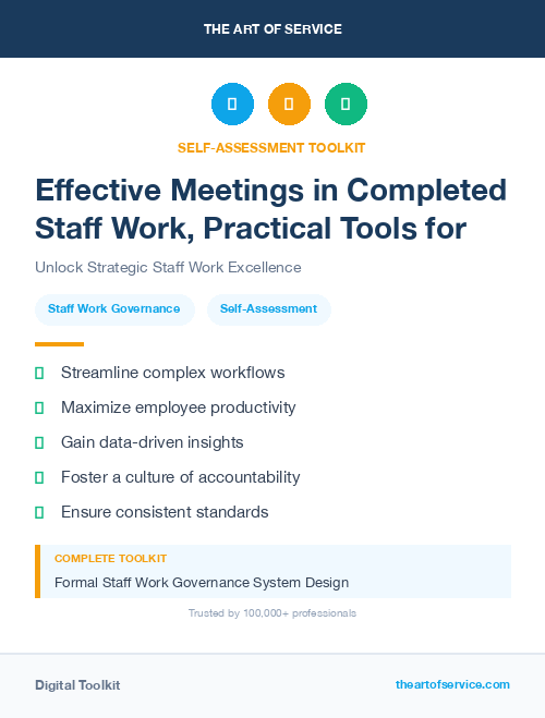 Effective Meetings in Completed Staff Work, Practical Tools for Self-Assessment