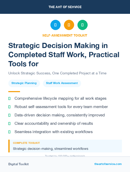 Strategic Decision Making in Completed Staff Work, Practical Tools for Self-Assessment