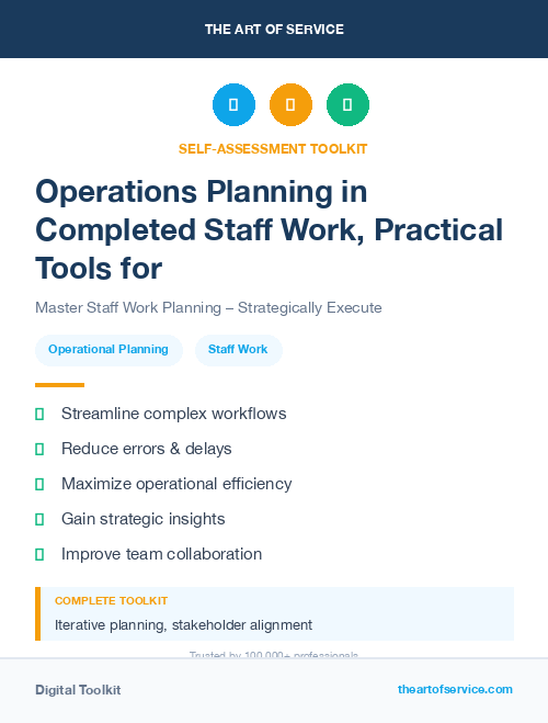 Operations Planning in Completed Staff Work, Practical Tools for Self-Assessment
