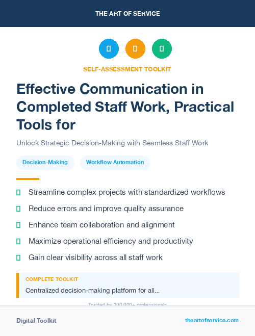 Effective Communication in Completed Staff Work, Practical Tools for Self-Assessment