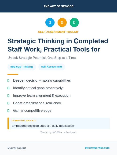 Strategic Thinking in Completed Staff Work, Practical Tools for Self-Assessment