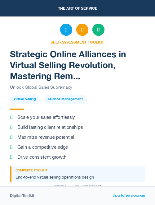 Strategic Online Alliances in Virtual Selling Revolution, Mastering Remote Communications and Closing Deals Online