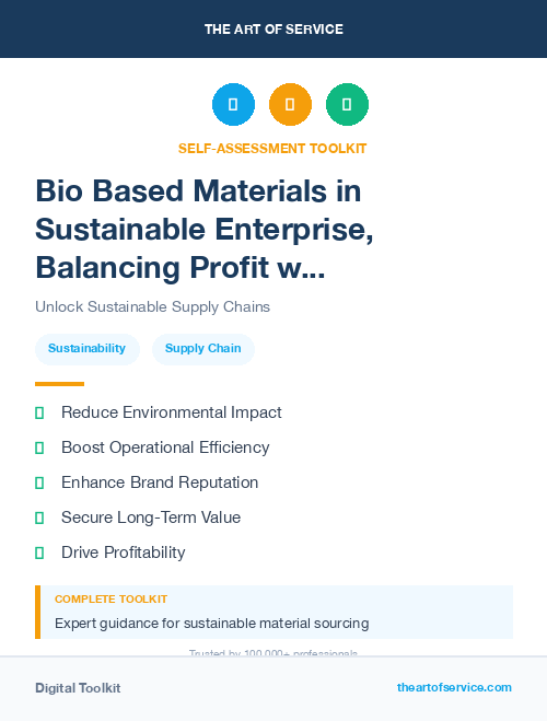 Bio Based Materials in Sustainable Enterprise, Balancing Profit with Environmental and Social Responsibility