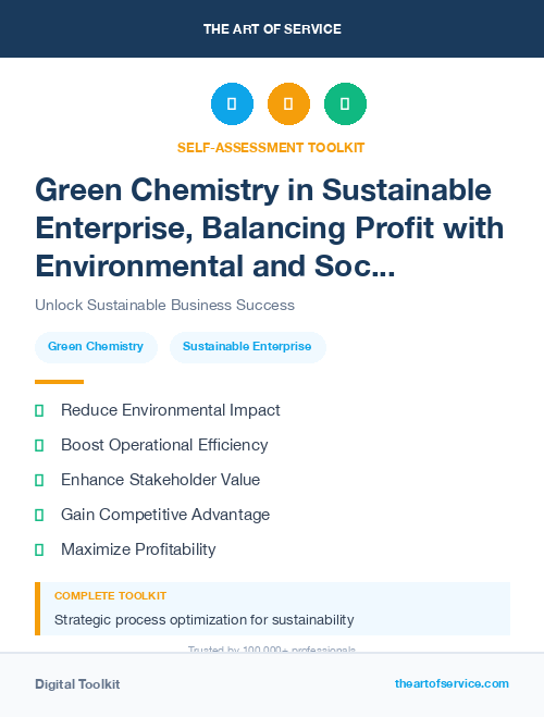 Green Chemistry in Sustainable Enterprise, Balancing Profit with Environmental and Social Responsibility