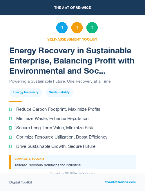 Energy Recovery in Sustainable Enterprise, Balancing Profit with Environmental and Social Responsibility