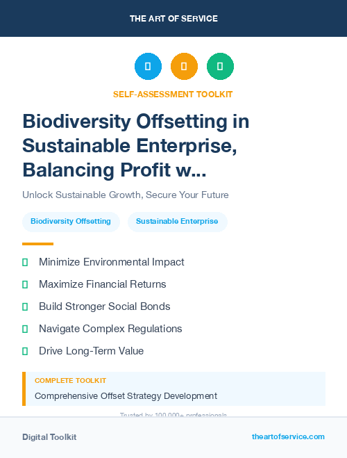 Biodiversity Offsetting in Sustainable Enterprise, Balancing Profit with Environmental and Social Responsibility