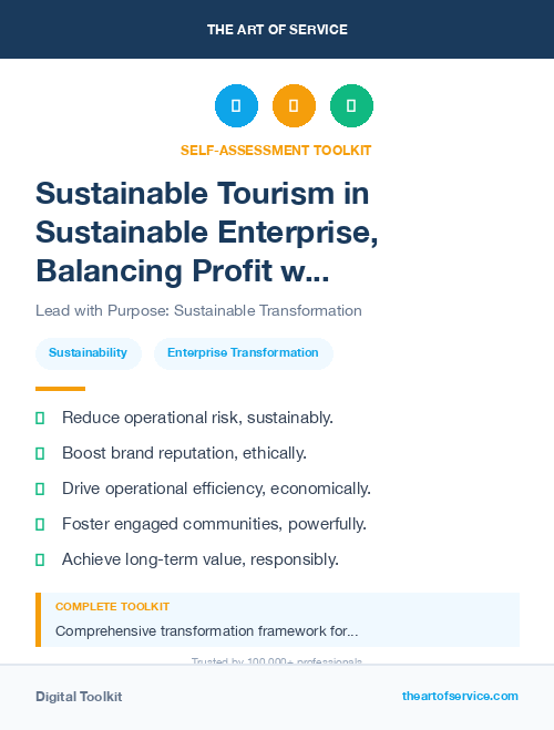 Sustainable Tourism in Sustainable Enterprise, Balancing Profit with Environmental and Social Responsibility