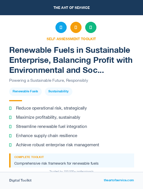Renewable Fuels in Sustainable Enterprise, Balancing Profit with Environmental and Social Responsibility