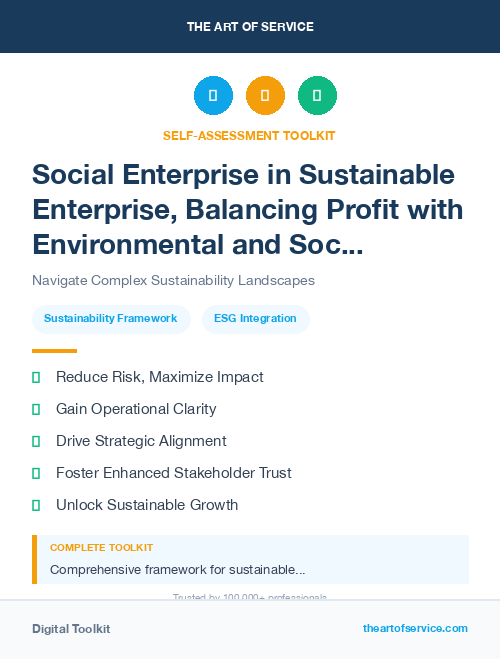 Social Enterprise in Sustainable Enterprise, Balancing Profit with Environmental and Social Responsibility