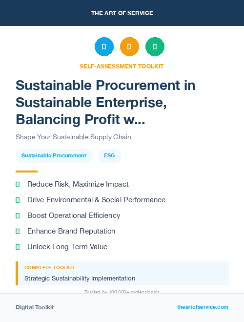 Sustainable Procurement in Sustainable Enterprise, Balancing Profit with Environmental and Social Responsibility