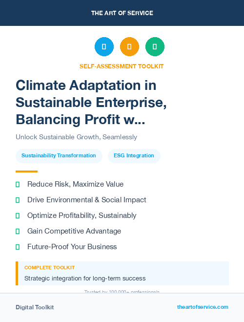 Climate Adaptation in Sustainable Enterprise, Balancing Profit with Environmental and Social Responsibility