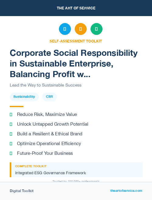 Corporate Social Responsibility in Sustainable Enterprise, Balancing Profit with Environmental and Social Responsibility