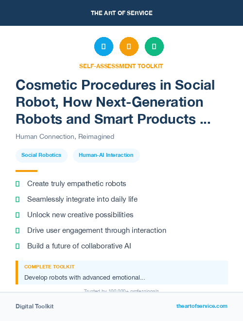Cosmetic Procedures in Social Robot, How Next-Generation Robots and Smart Products are Changing the Way We Live, Work, and Play