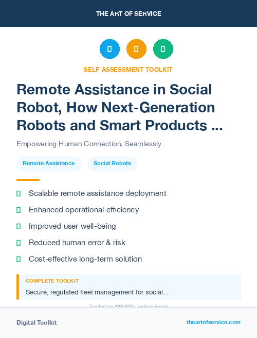 Remote Assistance in Social Robot, How Next-Generation Robots and Smart Products are Changing the Way We Live, Work, and Play