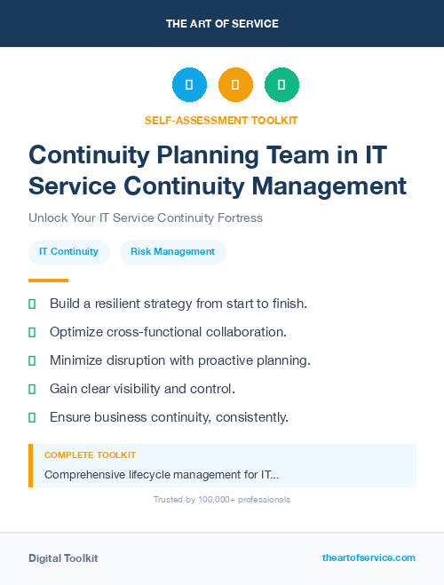 Continuity Planning Team in IT Service Continuity Management