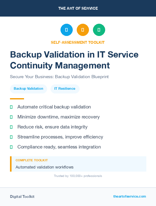 Backup Validation in IT Service Continuity Management