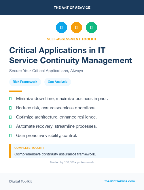Critical Applications in IT Service Continuity Management