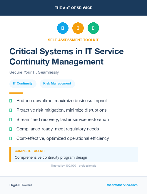 Critical Systems in IT Service Continuity Management
