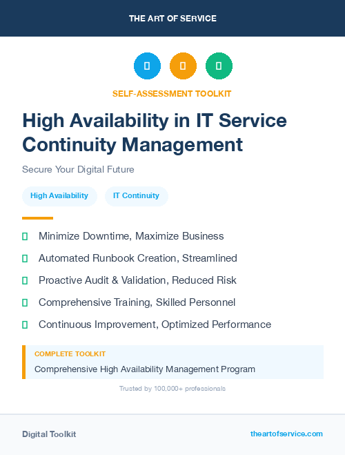 High Availability in IT Service Continuity Management