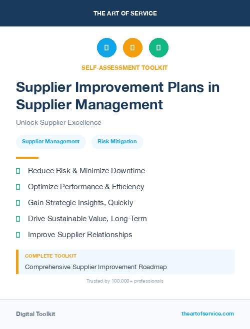 Supplier Improvement Plans in Supplier Management