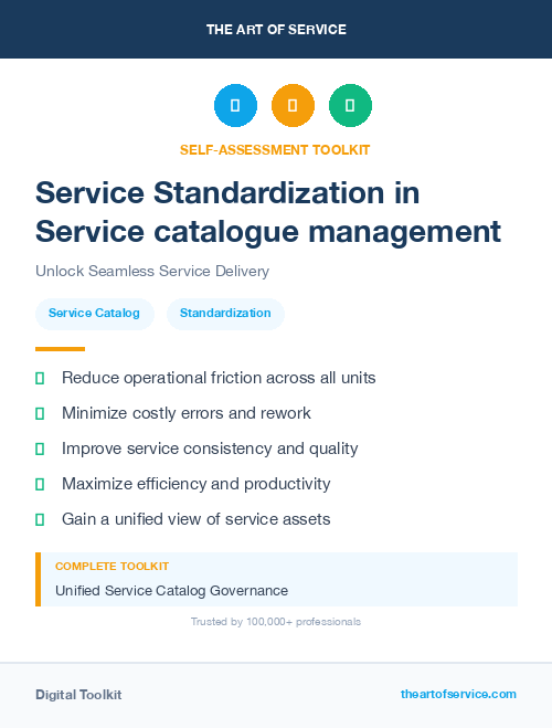 Service Standardization in Service catalogue management