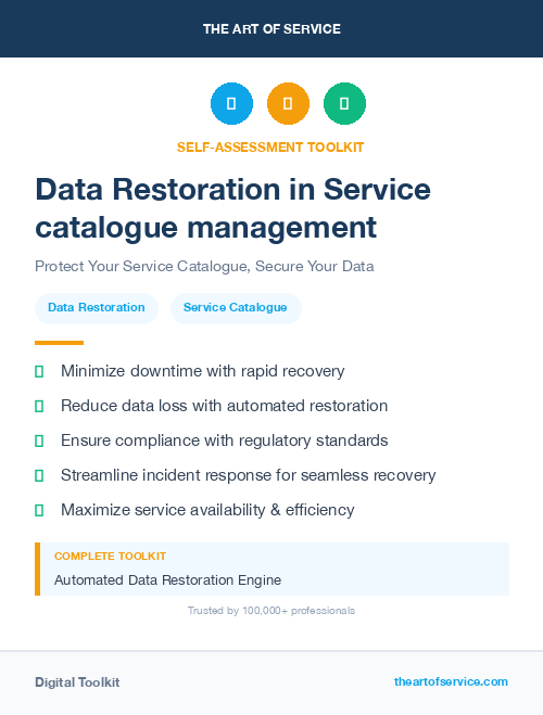 Data Restoration in Service catalogue management