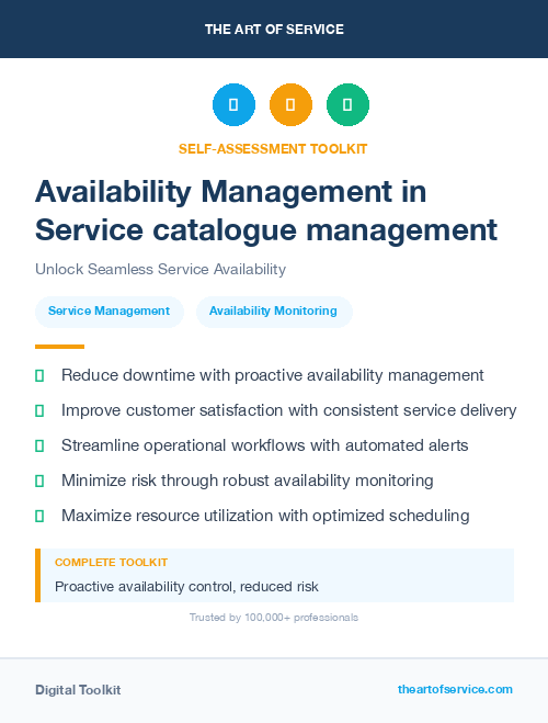 Availability Management in Service catalogue management
