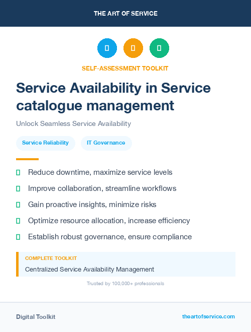 Service Availability in Service catalogue management