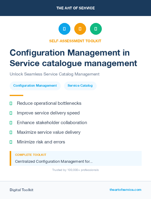Configuration Management in Service catalogue management