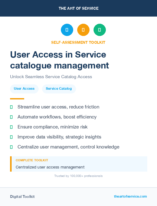 User Access in Service catalogue management