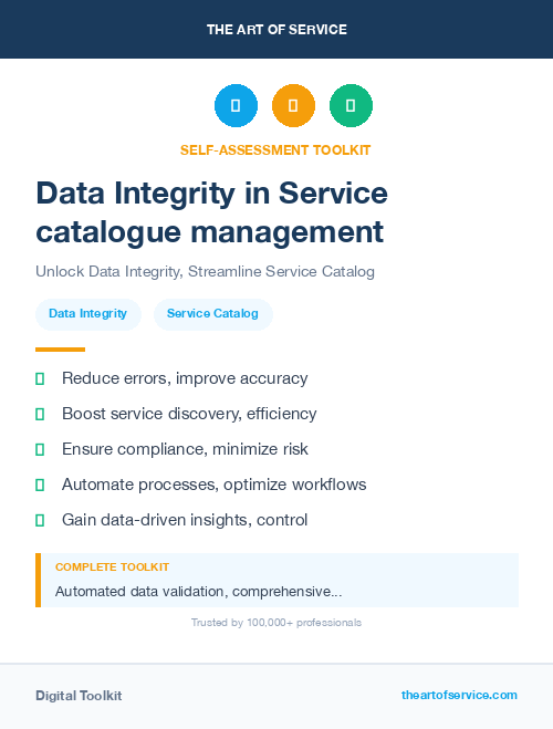 Data Integrity in Service catalogue management