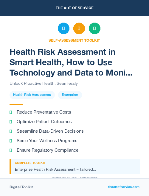 Health Risk Assessment in Smart Health, How to Use Technology and Data to Monitor and Improve Your Health and Wellness