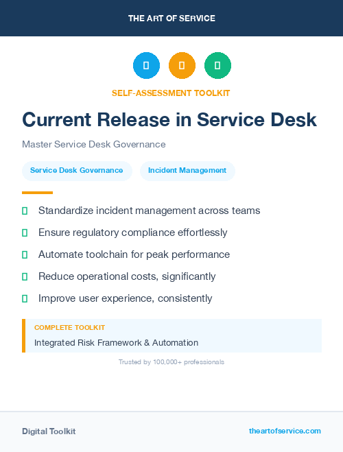 Current Release in Service Desk